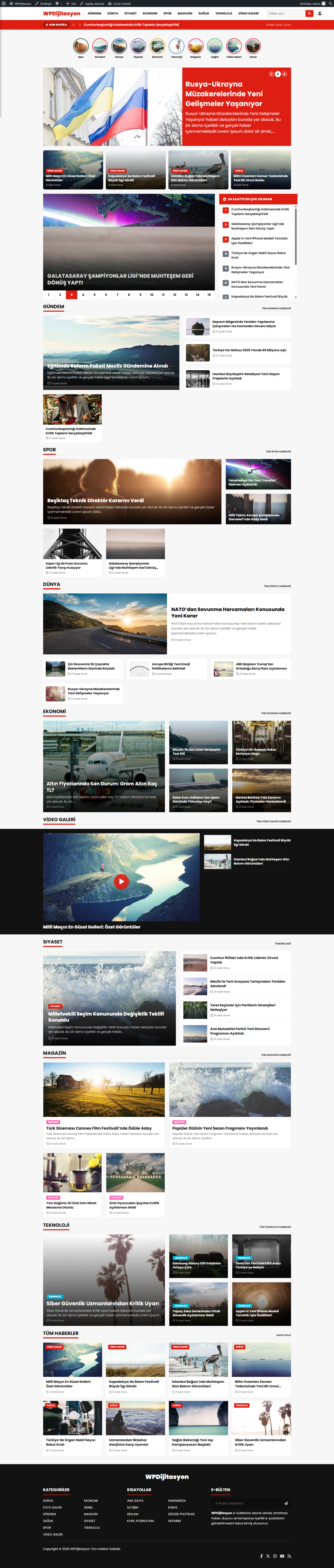 WPDijitasyon WordPress Haber Teması Demo Önizleme